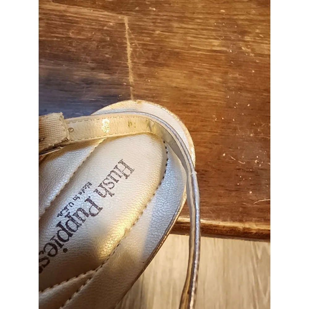 Women's Hush Puppies Gold Bronze Slingback Heels Size 8 VINTAGE - Picture 6 of 7